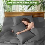 Sonoro Kate Luxury Bamboo Bed Sheet Set - Deep Pockets - 4 Piece, Queen, Dark Gray - Image 6