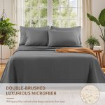 6 Pieces Bed Sheet Set, 1800 Series Soft Microfiber Queen Sheets with 16" Deep Pocket, Dark Gray - Image 3
