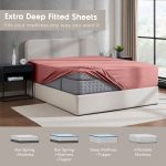 LammaLoe Extra Deep Pocket Twin XL Fitted Sheet Only, Fits 18" to 24" Mattress, Soft Microfiber Fitted Bed Sheet, Pink Clay - Image 3
