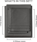 4-Piece Extra Deep Pocket Sheet Set - Full Size Breathable & Cooling Bed Sheets Fits 18"-24" Mattresses, Gray - Image 2