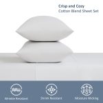 4-Piece 300 Thread Count White Cotton Blend Percale Bed Sheet Set, Queen - Image 5