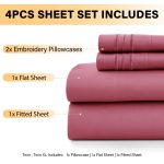 Size Sheet Set, 4-Piece Plain Soft Microfiber – Deep Pocket Bed Sheets, Includes 1 Fitted Sheet, 1 Flat Sheet, 2 Pill... - Image 4