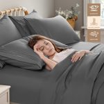 6 Pieces Bed Sheet Set, 1800 Series Soft Microfiber Queen Sheets with 16" Deep Pocket, Dark Gray - Image 6