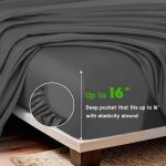 Sonoro Kate Luxury Bamboo Bed Sheet Set - Deep Pockets - 4 Piece, Queen, Dark Gray - Image 5