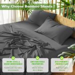 Sonoro Kate Luxury Bamboo Bed Sheet Set - Deep Pockets - 4 Piece, Queen, Dark Gray - Image 3