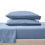 Cool & Crisp 3-Piece 300 Thread Count Blue Water Cotton Percale Sheet Set, Twin