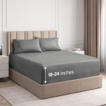 4-Piece Extra Deep Pocket Sheet Set - Full Size Breathable & Cooling Bed Sheets Fits 18"-24" Mattresses, Gray