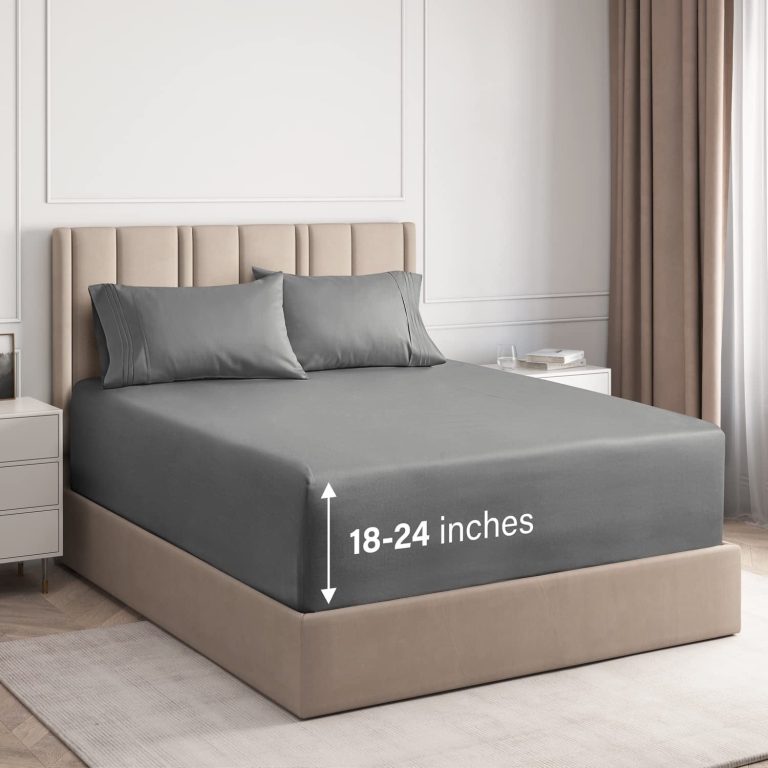 4-Piece Extra Deep Pocket Sheet Set - Full Size Breathable & Cooling Bed Sheets Fits 18"-24" Mattresses, Gray