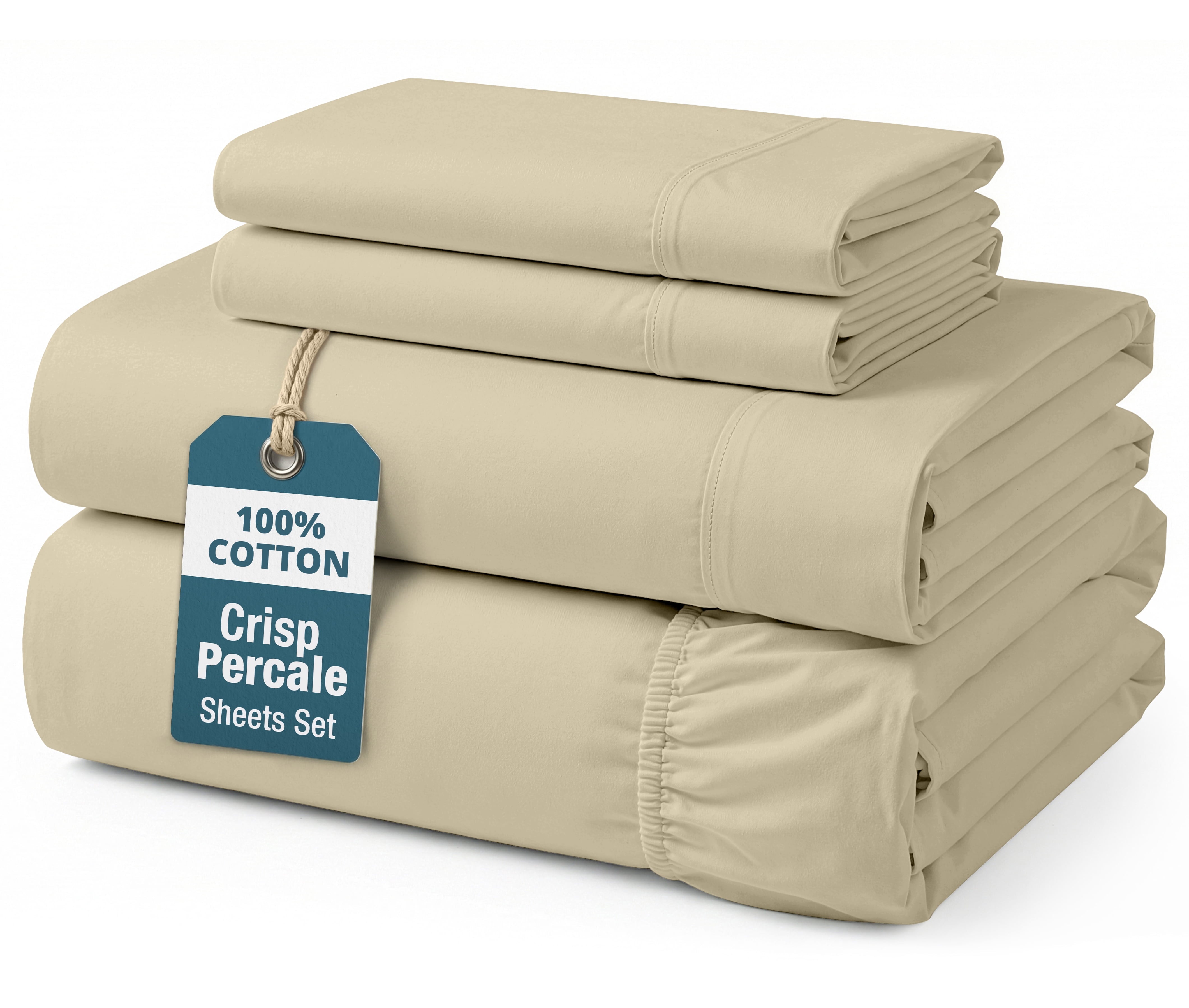 Casa-Platino-100-Cotton-4-Piece-Percale-Calking-Size-Bed-Sheets-Set-Fits-Mattress-Upto-15-Deep-Linen_e93bdb26-584f-4726-bc89-fdad1fe42725.5bdc0c10a975e148a3a3a08357c47594 Casa Platino 100% Cotton Sheets Set – 4 Piece Cal King Bed Sheet, Soft & Comfy All Season Breathable Percale Weave, 15” Snug Fit Deep Pocket