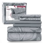 6-Piece Bed Sheet Set, Deep Pocket Queen Sheets Up to 16 Inch, 1 Flat Sheet , 1 Fitted Sheet & 4 Pillowcases (Queen, ...