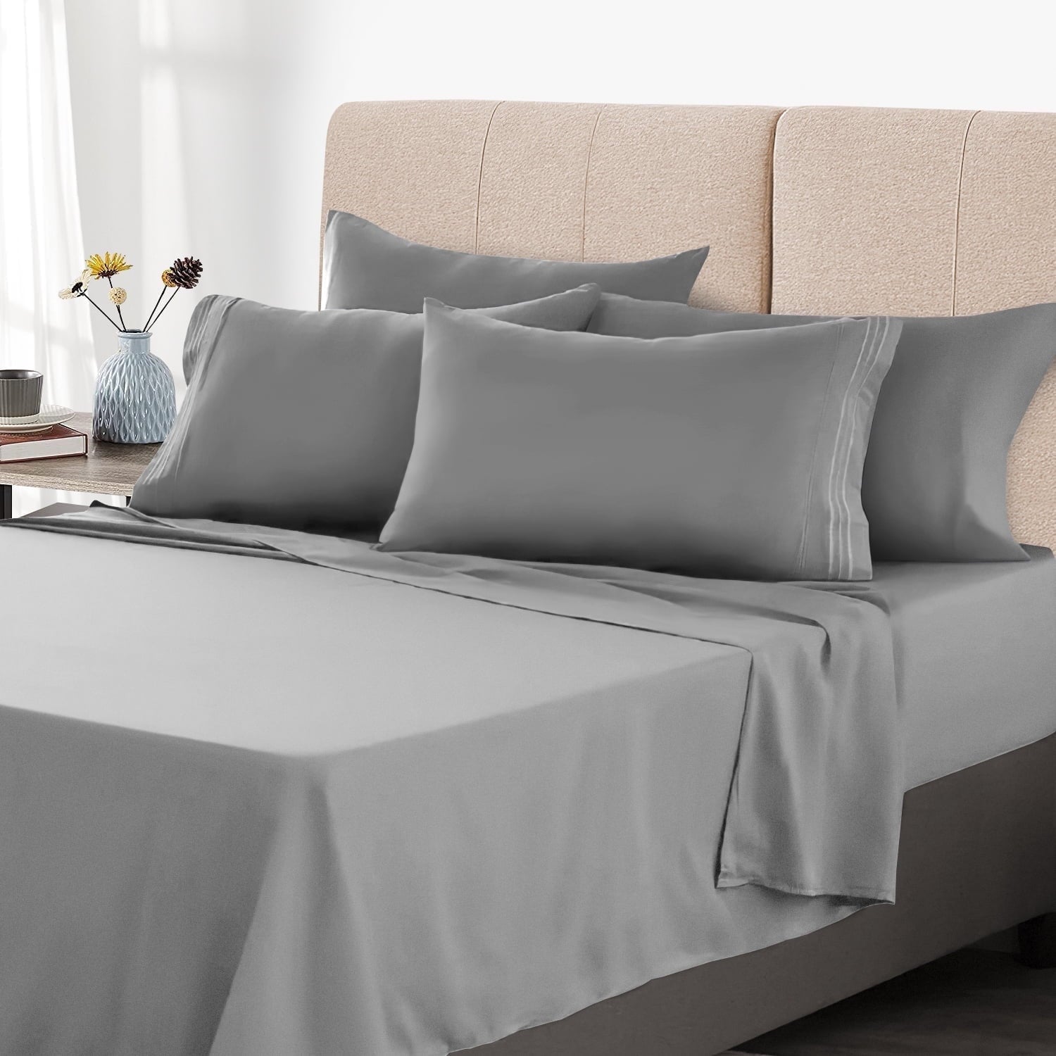 Queen-Size-Sheet-Set-Breathable-Cooling-Bed-Sheets-Hotel-Luxury-Bed-Sheets-Sleepers-Soft-Wrinkle-Free-Sheet-Deep-Pockets-16-Light-Gray_932ef2b0-015c-4705-ab86-32e4801b829d.bcf99afb04e Queen Size Sheet Set - Breathable & Cooling Bed Sheets, Hotel Luxury Bed Sheets for Sleepers, Soft & Wrinkle Free Sheet, Deep Pockets Up to
