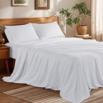 SONORO KATE Bed Sheets Set, 1800 Series Microfiber Deep Pocket 4 Pieces Luxury Soft Sheet Set, Queen, White