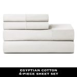 4-Piece 600 Thread Count White Egyptian Cotton Adult Bed Sheet Set, King - Deep Pocket - Image 4