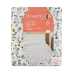 Beautiful Botanical 4-Piece 100% Cotton Washed Percale White Sheet Set, Queen by Drew Barrymore - Image 3