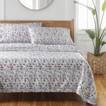 4-Piece 300 Thread Count Bashful Blooms Cool Cotton Sateen Bed Sheet Set, Queen - Image 3