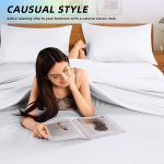 SONORO KATE Bed Sheets Set, 1800 Series Microfiber Deep Pocket 4 Pieces Luxury Soft Sheet Set, Queen, White - Image 6