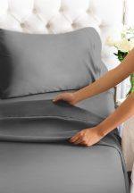4-Piece Extra Deep Pocket Sheet Set - Full Size Breathable & Cooling Bed Sheets Fits 18"-24" Mattresses, Gray - Image 4