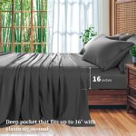 SONORO KATE 6 Pieces Bamboo Bed Sheets Set, Luxury Rayon Derived - Deep Pockets - Wrinkle Free - Extremely Soft, Queen, Dark Gray - Image 2