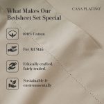 Casa Platino 100% Cotton Sheets Set – 4 Piece Cal King Bed Sheet, Soft & Comfy All Season Breathable Percale Weave, 15” Snug Fit Deep Pocket - Image 5
