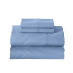 Cool & Crisp 3-Piece 300 Thread Count Blue Water Cotton Percale Sheet Set, Twin - Image 5