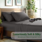100% Cotton Bed Sheets Set, 1000 Thread Count 4 Piece Luxury Soft Sheets Set with 16" Deep Pocket, Queen, Dark Gray - Image 4