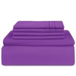 King Bed Sheets - 16 Inch Deep Pocket 6 Piece Microfiber Bedding Sheets & Pillowcase Sets - Purple - Image 3