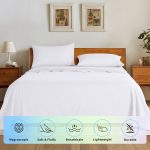 SONORO KATE Bed Sheets Set, 1800 Series Microfiber Deep Pocket 4 Pieces Luxury Soft Sheet Set, Queen, White - Image 4